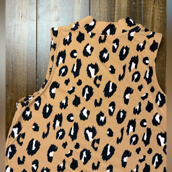 Pink Rose size S Mock Neck Animal Leopard Print Tank Sleeveless Dress - Picture 6 of 8